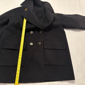 Fabulously constructed black Stephan Janson modern wool pea coat